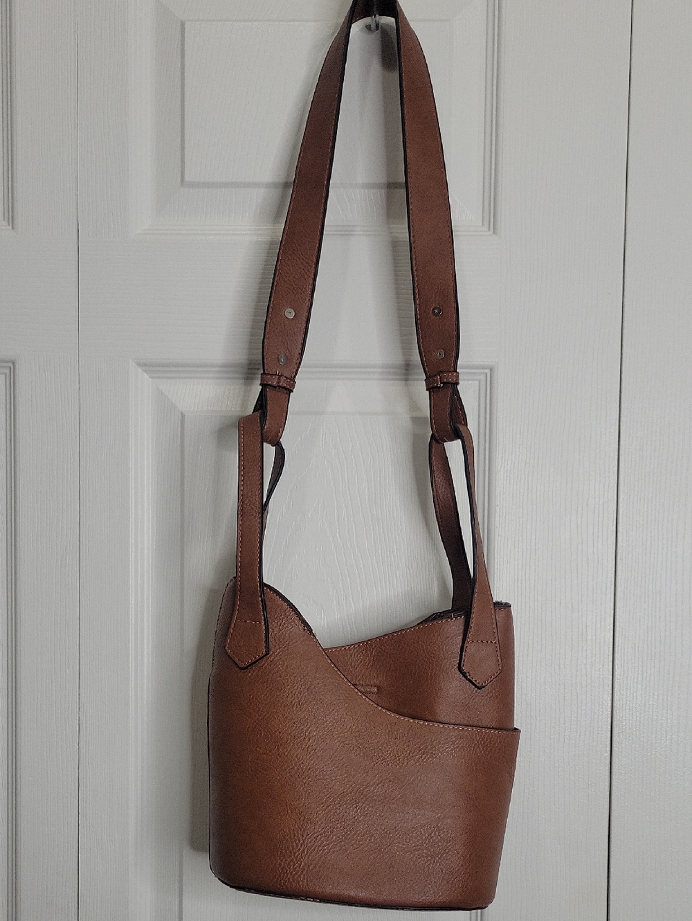 K. Carroll Brown Vegan Leather Bucket Crossbody Bag - Picture 3 of 7